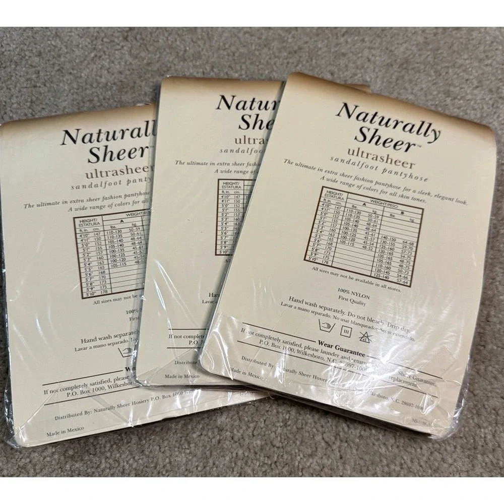 Vintage Pantyhose Naturally‎ Sheer Coffee Size B 3 Pair Lot New Set 4